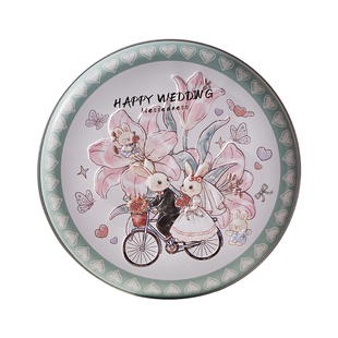 中号圆形马口铁盒可爱卡通曲奇饼干盒蛋糕盒大白兔巧克力糖果盒