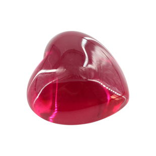 心形平底素面5#红刚玉裸石戒面 人造合成培育红宝石光面戒指主石
