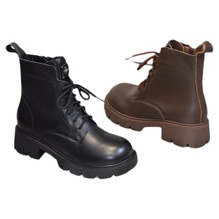 宽胖脚肥大码女鞋41-43优选2024冬款加绒真皮厚底马丁靴245-219