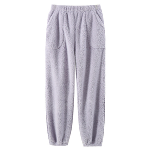 暖暖珊瑚绒保暖睡裤女秋冬加厚加绒束脚法兰绒可外穿家居裤长裤
