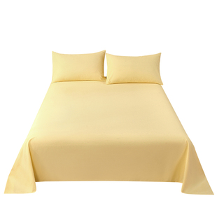 2026新款A类全棉加厚磨毛素色床单纯棉嫩黄色纯色厚实棉布黄被单