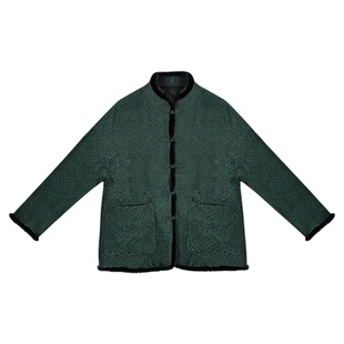 【林典】新中式贵气桑蚕丝外套保暖水貂毛提花香云纱棉衣256-12