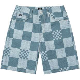 Lee舒适版经典五袋款设计蓝色格纹图案设计男短裤休闲潮流A08019