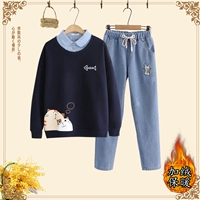 Синий комплект, утепленные светлые флисовые штаны