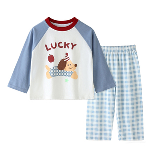 儿童睡衣男童春秋季a类纯棉长袖2026新款男童宝宝家居服卡通套装