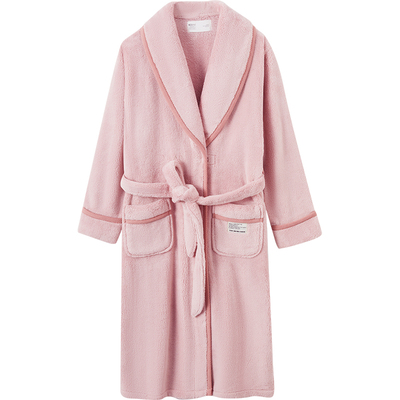 抗静电珊瑚绒睡袍红豆