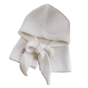 复古大版显脸小秋冬含羊毛围脖帽子一体围巾保暖小披肩造型护耳帽