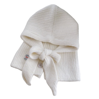 复古大版显脸小秋冬含羊毛围脖帽子一体围巾保暖小披肩造型护耳帽