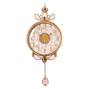 贝壳轻奢高端挂钟欧式高级感大气客厅钟表挂墙时钟法式2026新款