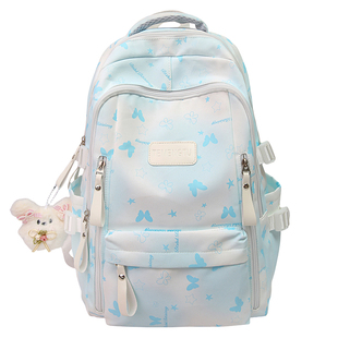 书包女生初中生可爱儿童双肩包蝴蝶涂鸦少女小清新小学生百搭背包