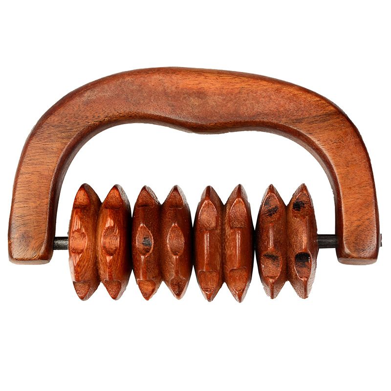 木质滚轮按摩器手动多功能四放松按摩木制肌肉花梨木齿轮背部腿部