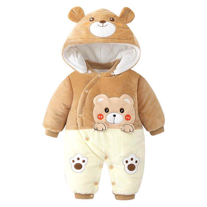 新生儿纯棉棉服冬装棉袄帽秋冬外出哈衣婴儿连体衣秋冬季加厚夹棉