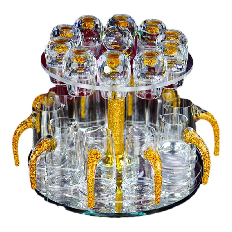 高端轻奢白酒杯中式一口小杯分酒器二两家用酒具水晶套装酒壶商用