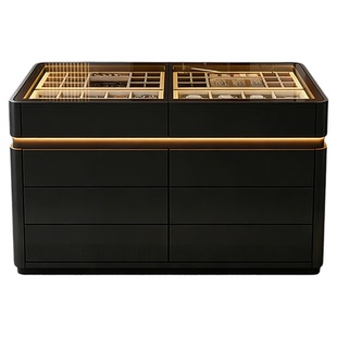 衣帽间中岛柜黑色实木抽屉柜斗柜主卧室收纳柜家用落地首饰展示柜