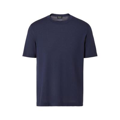 ZEGNA杰尼亚深靛蓝色T恤
