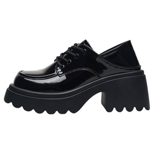 回力乐福鞋女厚底小皮鞋2026新款英伦风7cm增高女鞋黑色单鞋女款