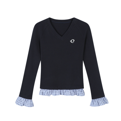 【Endweep官方店】格纹假两件v领