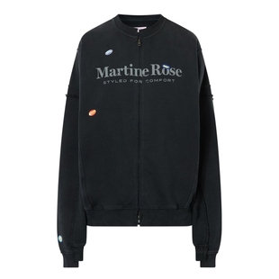 Martine Rose水洗做旧标语Logo涂鸦贴纸印花不规则拉链卫衣外套