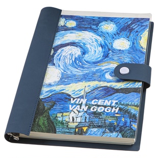 复古油画活页本透明软壳可拆卸笔记本本子b5日记本大学生考研学习记录本加厚搭扣线圈本高颜值简约ins手账本