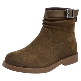 星期六短靴子加绒保暖马丁靴女春秋冬季新款堆堆靴超好看棉靴