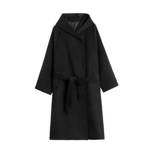 INSOMNIA秋冬季高级感设计过膝宽松廓形连帽浴袍羊毛呢大衣外套男