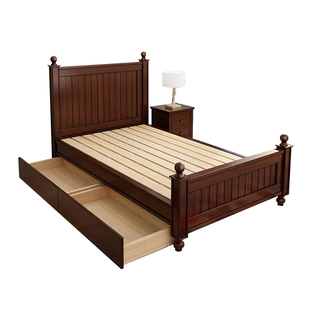 美式乡村实木床轻奢现代简约单人1.5米欧式床家具1.2主卧双人床