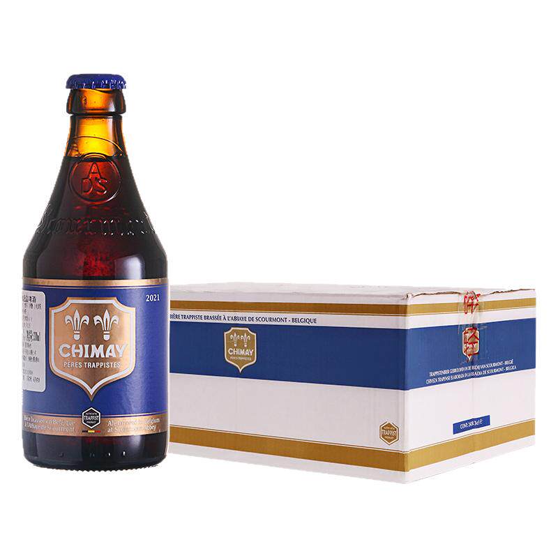 【进口】智美/Chimay蓝帽啤酒330ml*4瓶装比利时修道士精酿黑啤酒