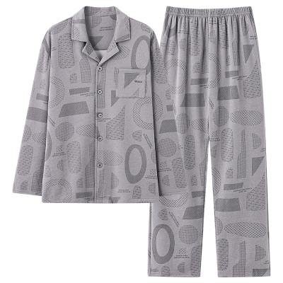 德绒加厚磨毛睡衣男套装秋冬季