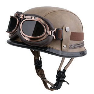 3C德式钢盔复古巡航盔头盔大兵瓢盔机车摩托车半盔男女通用四季款