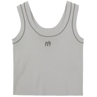 谜底针织衫无袖女2025夏回归乡野复古文艺紧身H型短背心252MZ0878