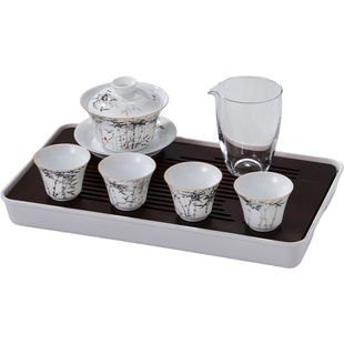 景德镇官方陶瓷墨彩檀竹茶具套装专用功夫茶具2026新款送礼高端