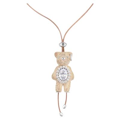 YVMIN尤目木质小熊皮革镀金项链