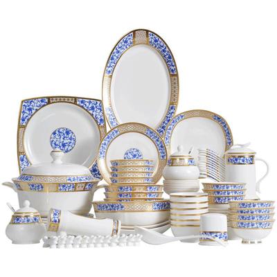 唐山餐具套装中式浮雕80头