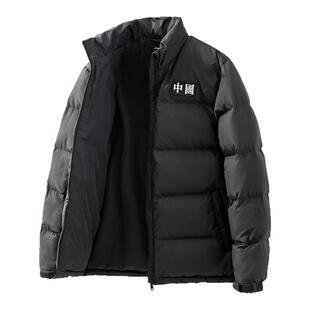 中国李宁短款羽绒服男冬季加厚2026新款保暖立领黑色运动防寒外套