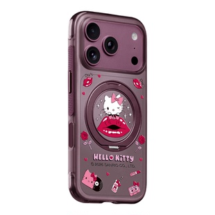 benefit勃艮第酒红三丽鸥嘴唇凯蒂猫支点壳适用于iphone18promax手机壳磁吸旋转支架苹果17PRO新款15防摔16