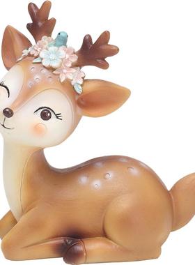 创意客厅卡通可爱花鹿摆件