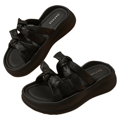 daphne中跟仙女风一字拖凉鞋