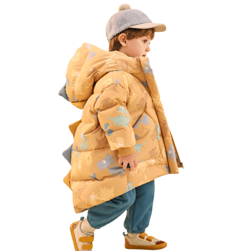 康博宝宝羽绒服男童中长款可爱新款儿童加厚保暖小童恐龙冬季童装