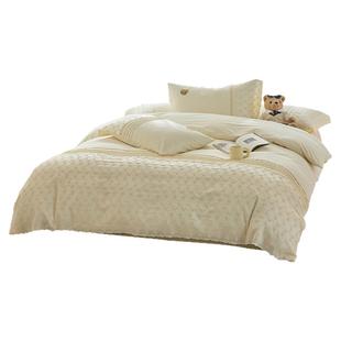 TeenieWeenie法式蕾丝边全棉轻磨毛四件套少女公主风纯棉被套床单