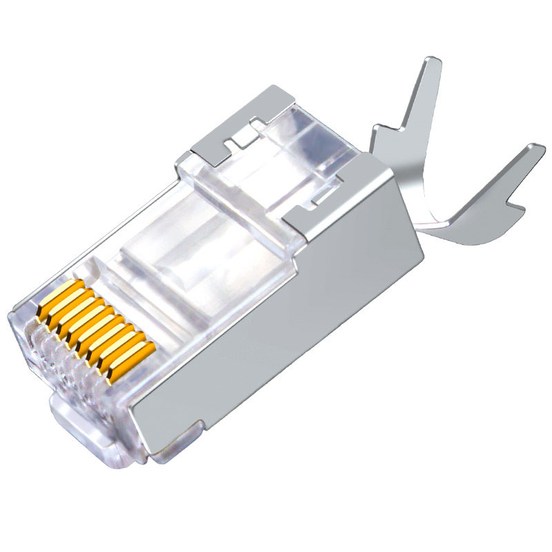 七类RJ45屏蔽水晶头万兆CAT7金属屏蔽网络接头超6六水晶头连接器