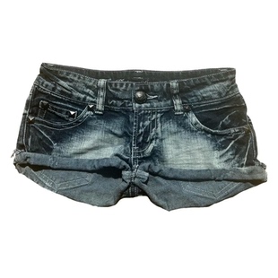 撞色国旗印花修身女牛仔低腰短裤Slim Flag Print Denim Shorts