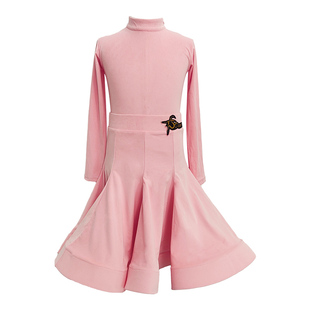 新款高档少儿高端云朵绒网红表演国标专业规定舞服女童拉丁比赛服