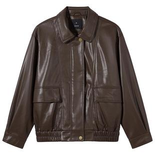 热风女士外套2026年春季新款复古PU外套甜酷机车风夹克柔软耐穿