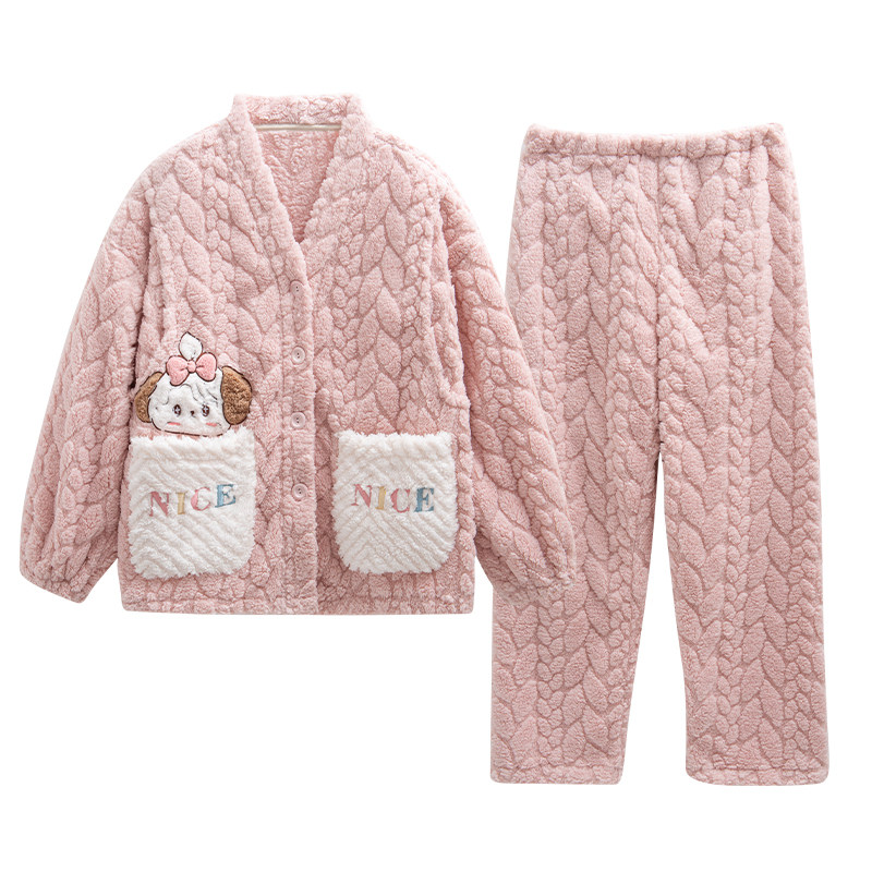 孕妇月子服加厚加绒珊瑚绒保暖哺乳睡衣秋冬季喂奶待产产后家居服
