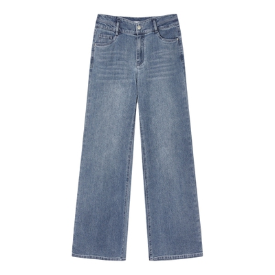 菲妮迪夏季微弹直筒女牛仔裤