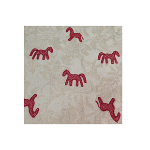 马年新款棉麻提花刺绣小红马面料 廓形立裁上衣外套披肩服装面料