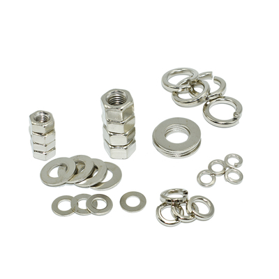 镀镍8级六角螺母螺帽GB6170螺母GB97平垫圈GB93镀镍弹垫圈镍螺母