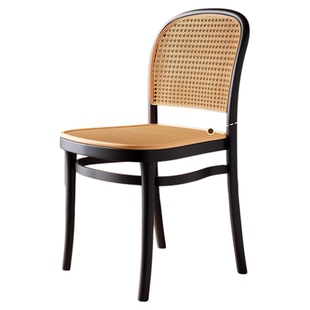 中古藤编塑料椅子户外家用可叠放餐椅仿实木北欧靠背椅书桌电脑椅