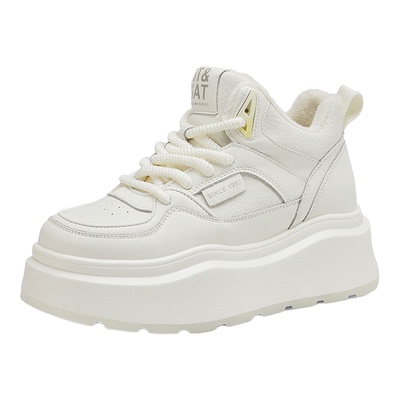 星期六真皮软底加绒厚底小白鞋女