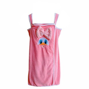 家用大浴巾可穿亲子居家吊带休闲浴袍带洗澡儿童大毛巾比全棉游泳